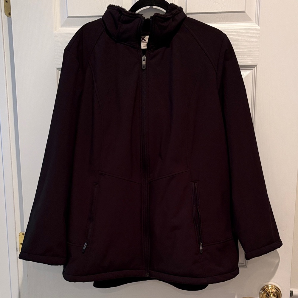 NWOT Black Full-Zip Softshell Jacket with Hood